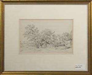 Arnoldus Johannes Eymer - Aquarel, Landschap met houten schuurtje (Eemnes) - Ingelijst kopen? Bied vanaf 50!