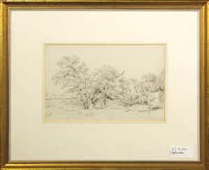 Arnoldus Johannes Eymer - Aquarel, Landschap met houten schuurtje (Eemnes) - Ingelijst verkocht voor € 50!