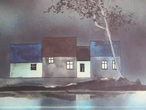 Paul Delmee - Aquarel van een landschap in de nacht kopen? Bied vanaf 20!