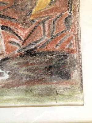 Niet of onleesbaar gesigneerd - Aziatisch tafereel - Krijttekening, Ingelijst kopen? Bied vanaf 1!