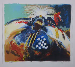 Gerard 't Hart - Zeefdruk, Shamaan 2 - Ingelijst kopen? Bied vanaf 40!