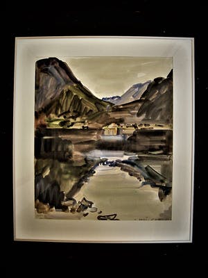 Hein Stork - GROTE impressionistische Gouache Fjord bij Vang Noorwegen" gesigneerd kopen? Bied vanaf 10!