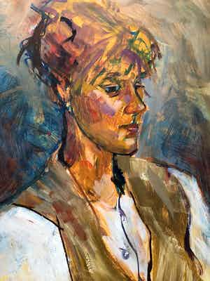 Ton Etman - kleurrijk portret van een vrouw verkocht voor € 1!