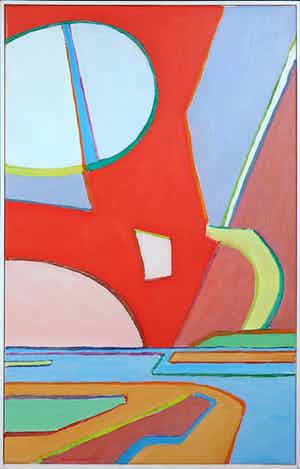 Paul Overhaus - Olieverf op doek, Rode wolk - Ingelijst verkocht voor € 120!