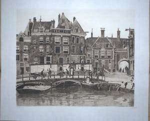 Willem Witsen - Ets - 1912 - het Beurspoortje Amsterdam - fraai ingelijst kopen? Bied vanaf 250!