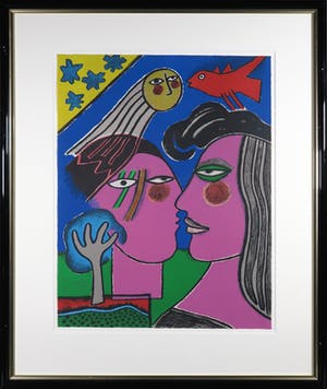Corneille - Litho, Couple sous un ciel d'été - Ingelijst kaufen? Bieten Sie von 250!