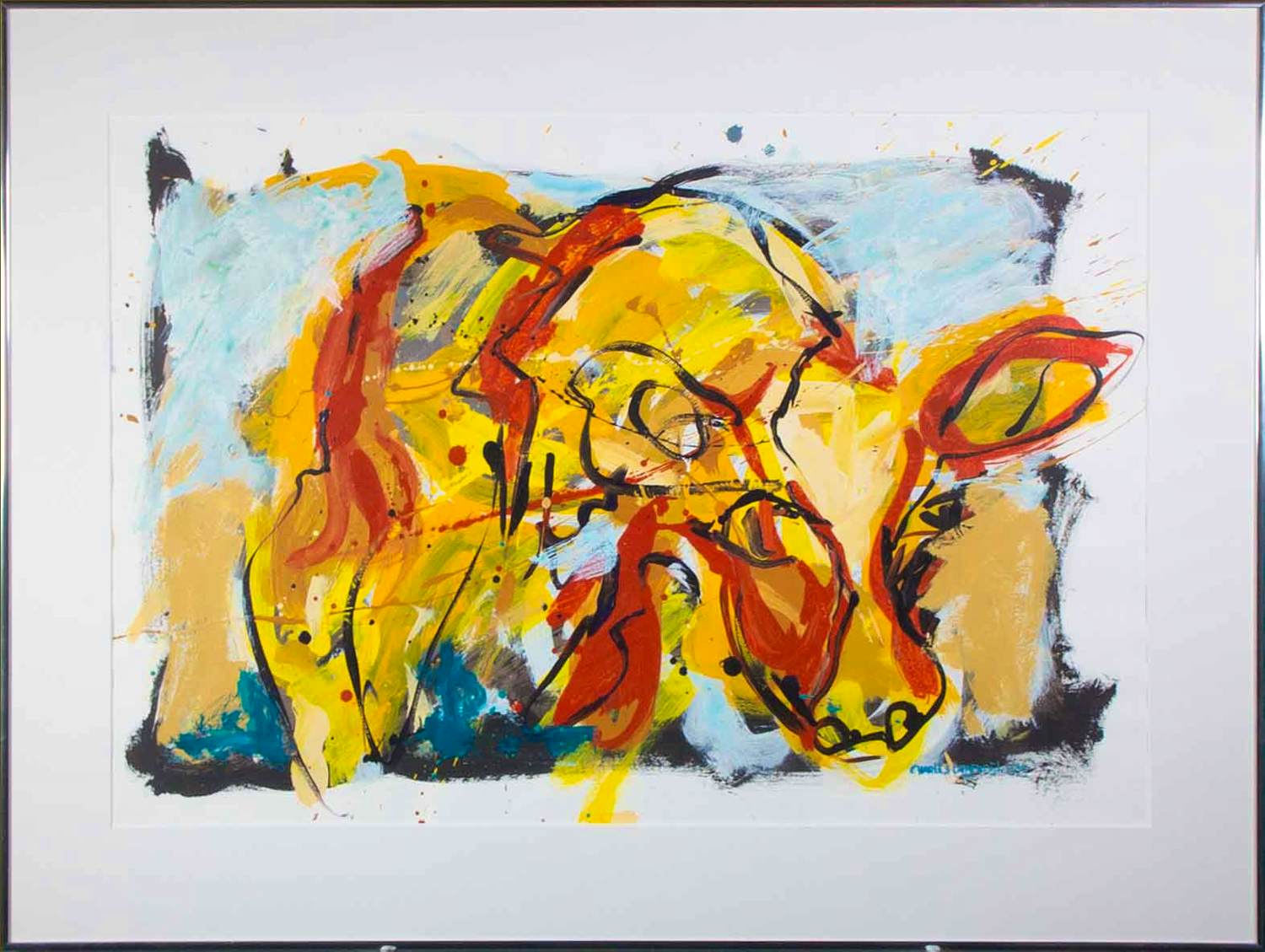 Charles Lagendijk - Acryl op papier, Zonder titel - Ingelijst kopen? Bied vanaf 50!