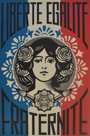 AcheterShepard Fairey - LIBERTÉ, ÉGALITÉ, FRATERNITÉ - gesigneerd? Enchérissez de 1!