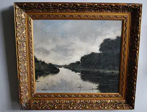 Gerard van Vliet - verstild waterlandschap - groot olieverfschilderij kaufen? Bieten Sie von 200!