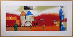 Theo Koster - Zeefdruk, Zonder titel (Liggend rood) - Ingelijst (Groot) kopen? Bied vanaf 35!