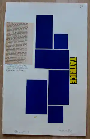 Siep van den Berg - collage/potloodtekening: 4 blauw 1 - 1984 (gesigneerd!) verkauft für € 50!