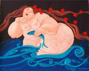 Ada Breedveld - Zeefdruk. Titel, "Seadreams". verkocht voor € 50!