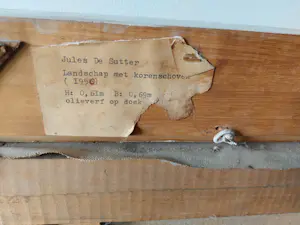 Jules De Sutter - schilderij - landschap met korenschoven - ingelijst kopen? Bied vanaf 1300!