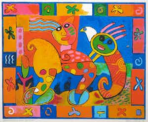 Clemens Briels - Zeefdruk, Birdwatching near San Juan verkocht voor € 80!