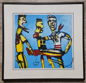 Herman Brood - Voetballers - gesigneerd - ingelijst - 100ex. kopen? Bied vanaf 1!
