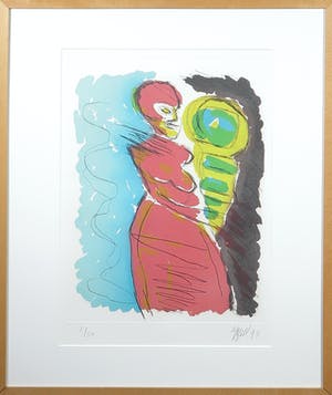 Karel Appel - Ets, Zonder titel - Ingelijst kopen? Bied vanaf 500!