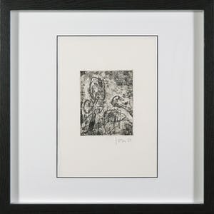 Asger Jorn - Ets en droge naald op handgeschept Japon, Friedhof der Maulwürfe - Ingelijst kopen? Bied vanaf 1!