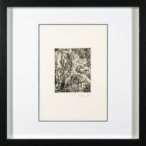 Asger Jorn - Ets en droge naald op handgeschept Japon, Friedhof der Maulwürfe - Ingelijst verkocht voor € 1!