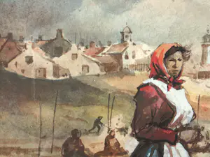 Reint de Jonge - Aquarel - Vissersdorp in de Branding kopen? Bied vanaf 125!