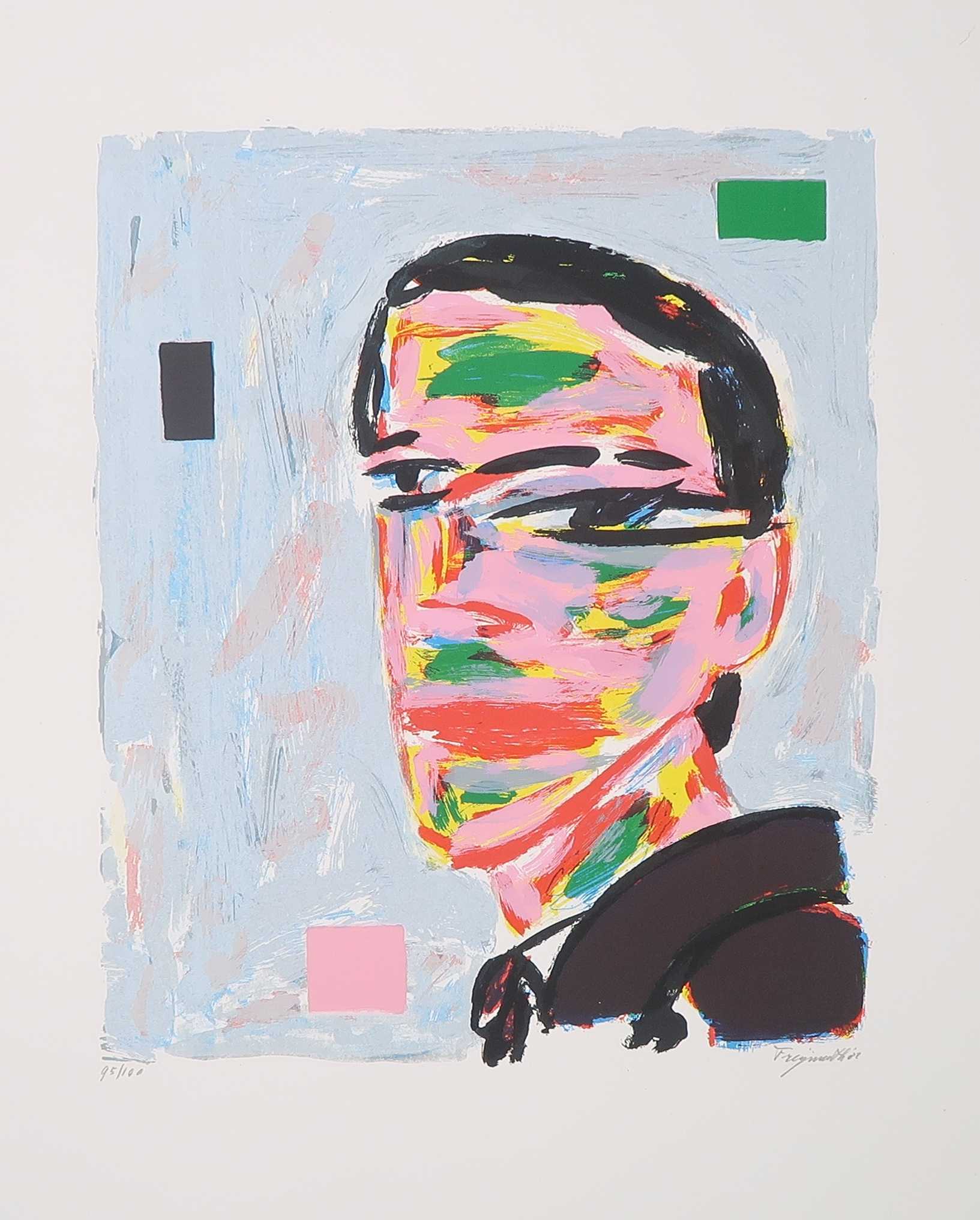 Alphons Freijmuth - Zeefdruk, Zelfportret verkocht voor € 70!