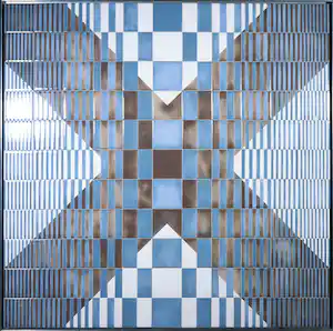 Dirk Dijkstra - Tegeltableau op paneel, Bruine diagonaal (Groot) - Ingelijst verkauft für € 131!