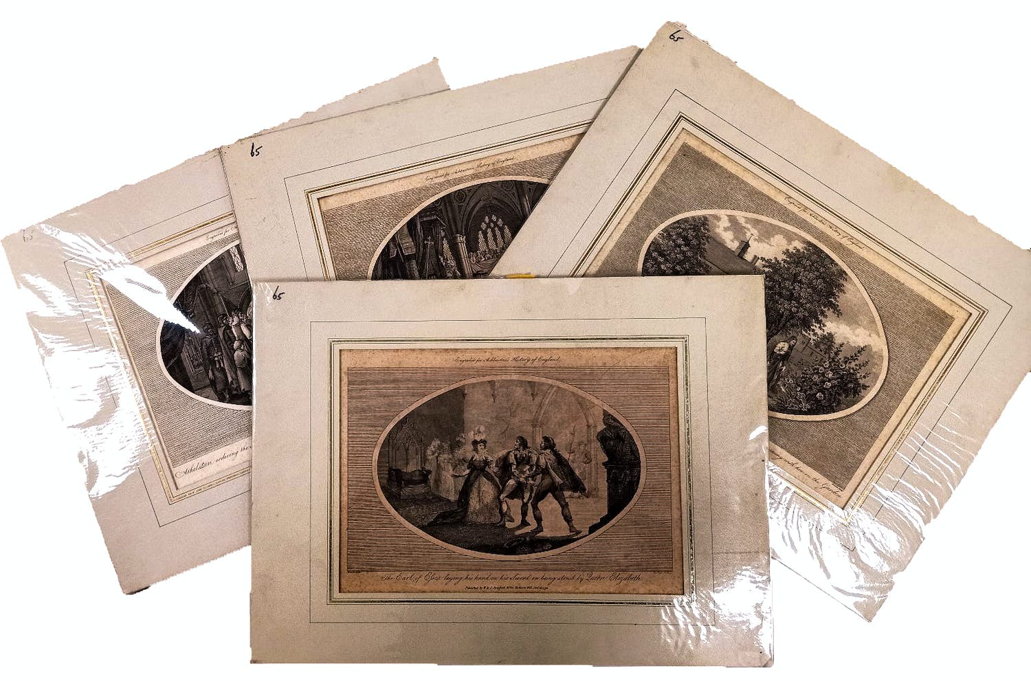 Niet of onleesbaar gesigneerd - Lot van vier gravures, Ashburton's History of England kopen? Bied vanaf 1!