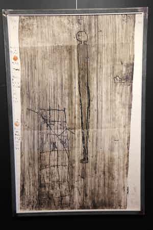 Anton Heyboer - vrijheid is weten 1974 met stalen overschuif lijst verkocht voor € 550!