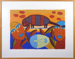 Ans van Dijk - Zeefdruk, Mbanza-Ngungu - Ingelijst kaufen? Bieten Sie von 30!