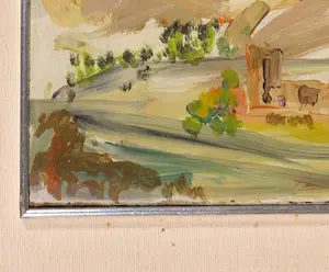 Niet of onleesbaar gesigneerd - Olieverf op paneel, Landschap kopen? Bied vanaf 1!