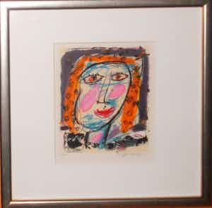 Kees Salentijn - Gezicht, schitterend gelijst!! verkocht voor € 85!