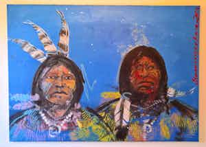 Espen Hagen - zeer groot schilderij "Squaw Chiefs" verkocht voor € 645!