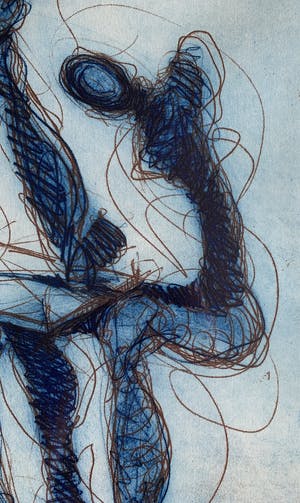 Ronald Tolman - kleurenets - 'Drie figuren' - 1988 (INGELIJST, KLEINE OPLAGE) kopen? Bied vanaf 130!