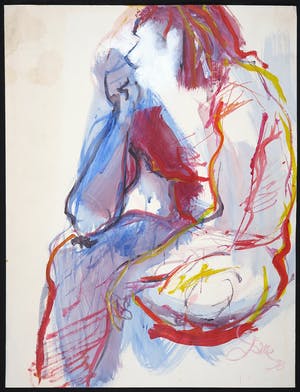 Franscz Witte - Olieverf en krijt op papier, Model man 13.2 kopen? Bied vanaf 1!