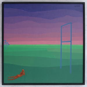 Niet of onleesbaar gesigneerd - Surrealistisch 5-Luik uit 1971 - Acrylverf op board - ingelijst kopen? Bied vanaf 1!