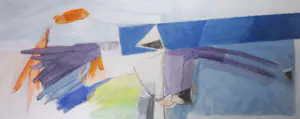 Aart Roos - Acryl op papier, Blauwe barrière - Ingelijst (Zeer groot) kopen? Bied vanaf 1!