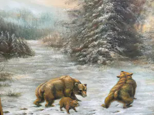 Onbekend - ‘Drie beren in de winter’ gesigneerd G.Hofman kopen? Bied vanaf 20!