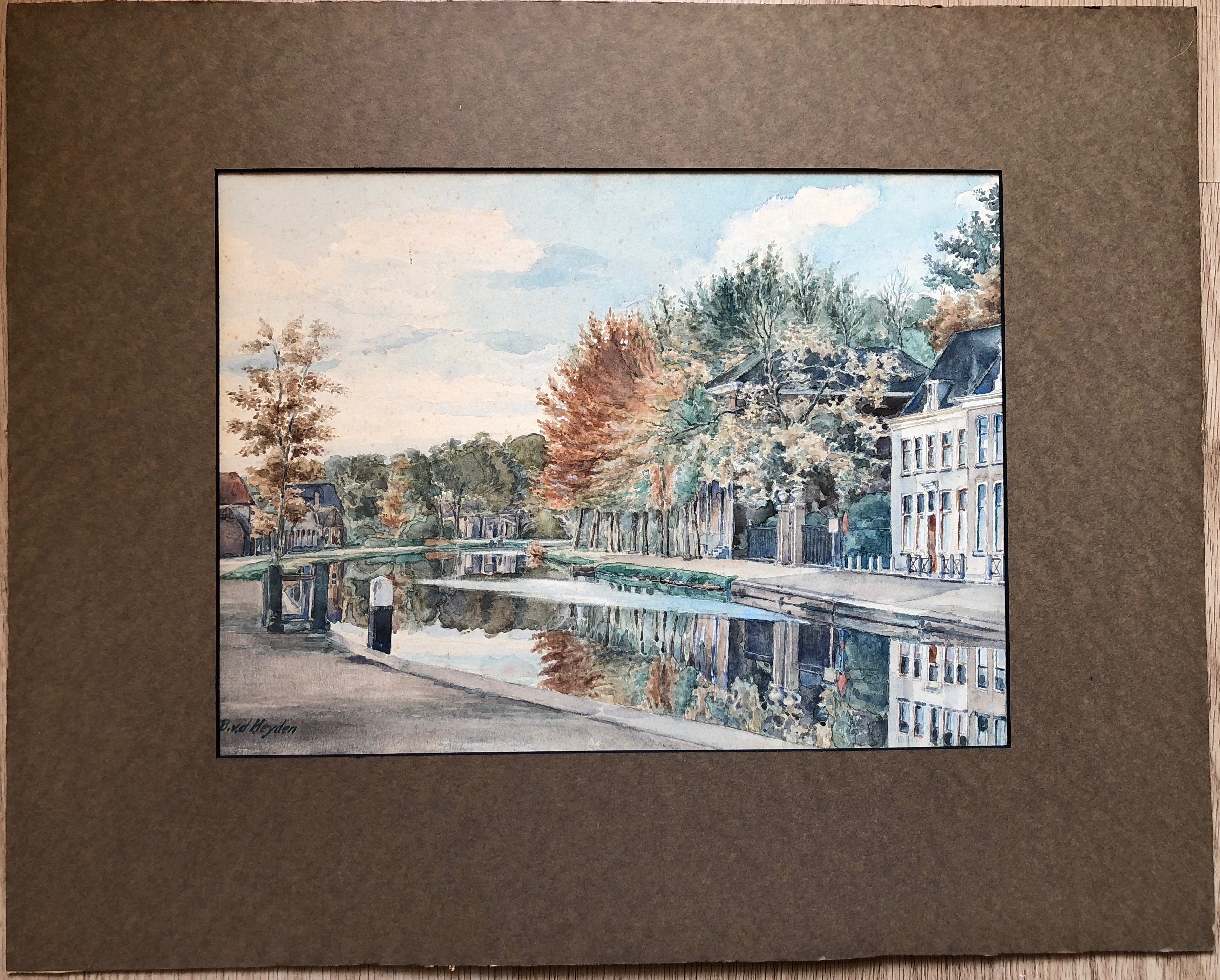 Niet of onleesbaar gesigneerd - B. van der heyden - Aquarel stadsgezicht Utrecht. ca. 1939 kopen? Bied vanaf 1!