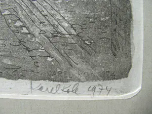 Karel Kok - Kerkstraat Noordwijk Binnen 1900 - ets uit 1974 kopen? Bied vanaf 30!