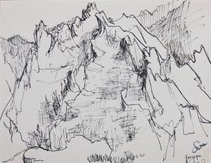 Franscz Witte - Pentekening, Vier landschappen kopen? Bied vanaf 1!