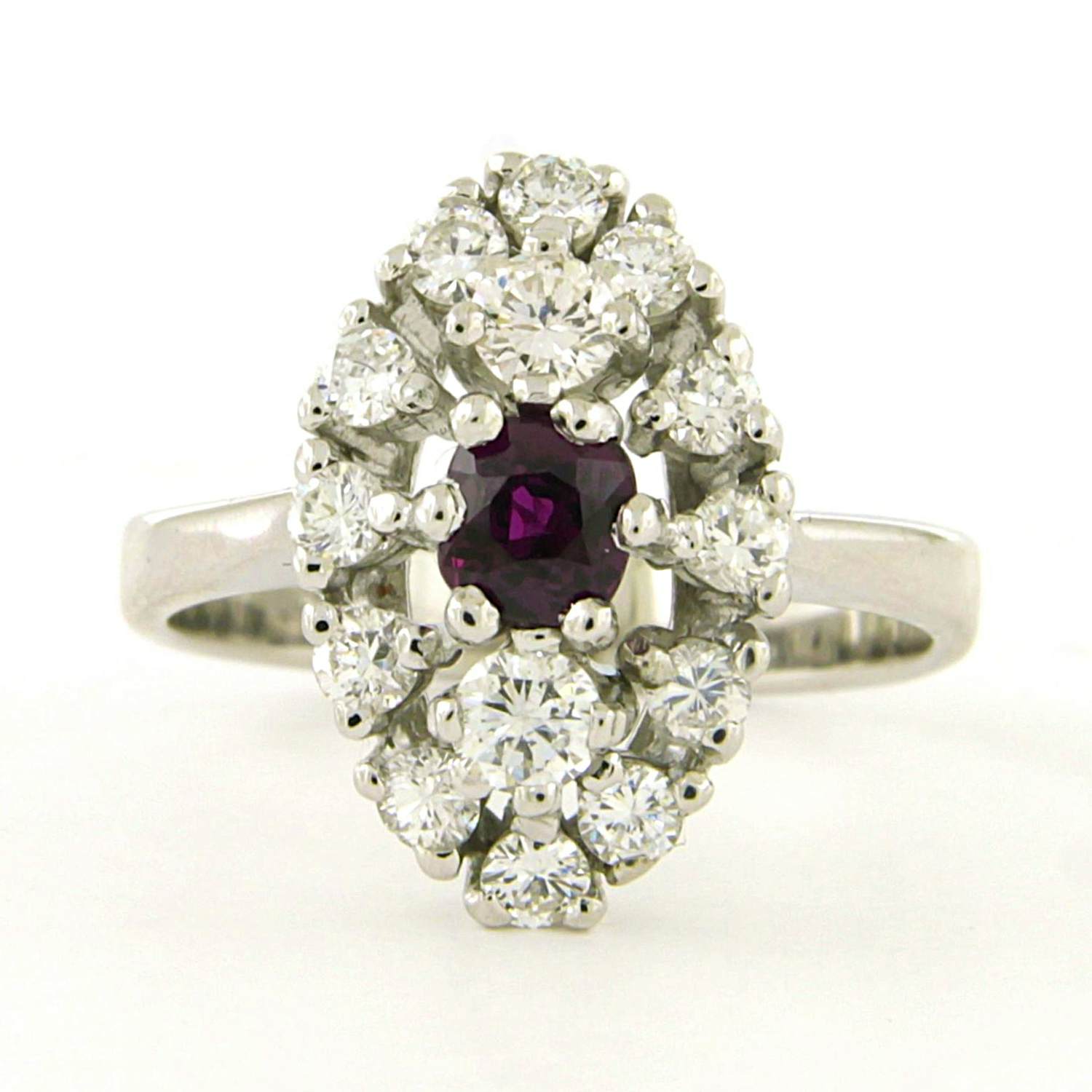 14k witgouden ring met robijn en briljant geslepen diamant 0.70ct kopen? Bied vanaf 750!