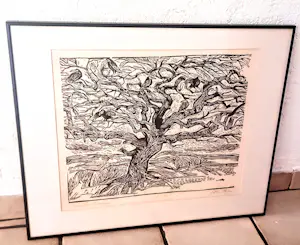 Klaus Eberlein - Holzschnitt "Winterbaum" handsigniert nummeriert 8/10 mit Rahmen G.41x50 cm kopen? Bied vanaf 180!
