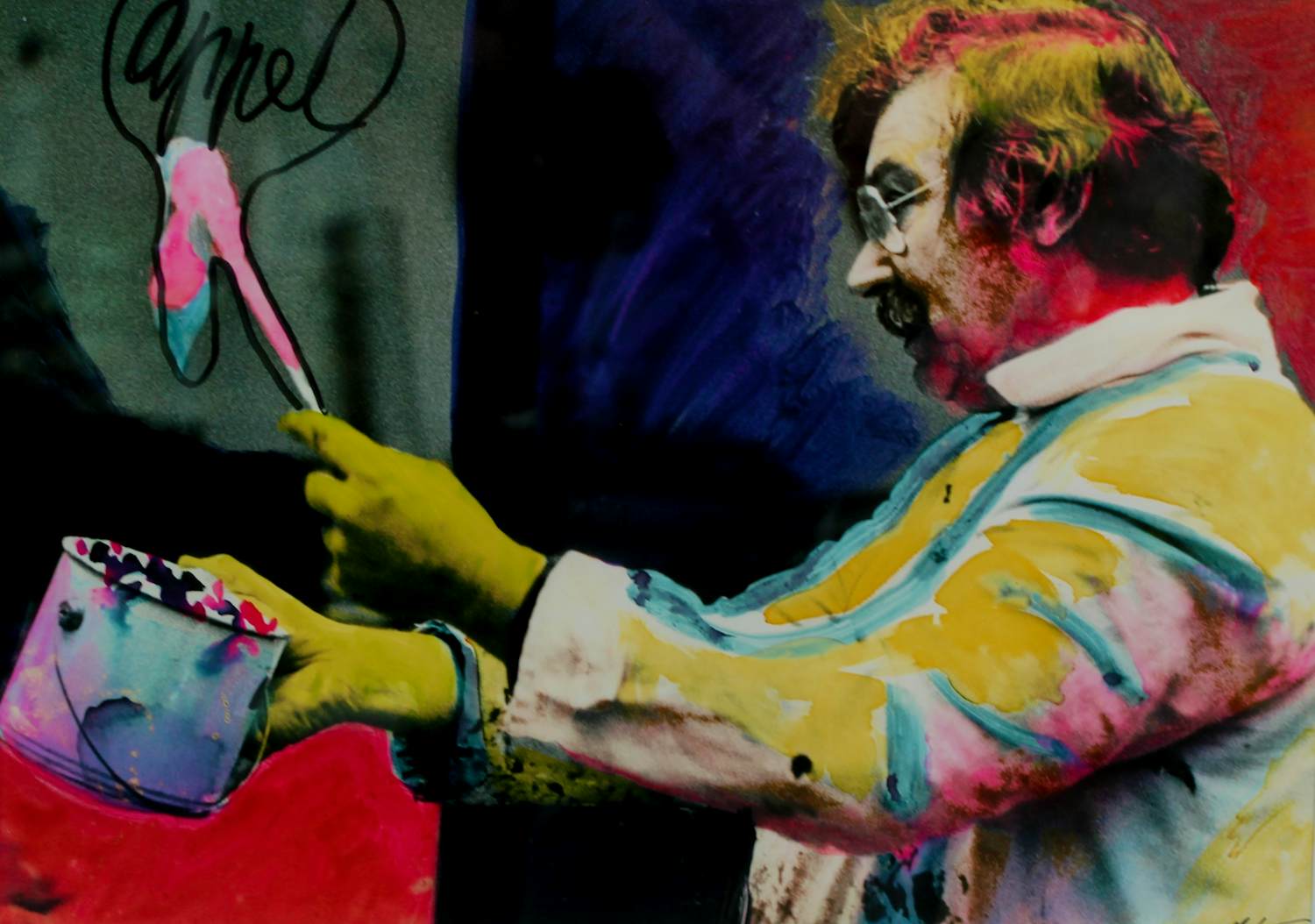 Nico Koster - Unieke Foto: portret van Karel Appel aan het werk (gesigneerd door Appel!!!) kopen? Bied vanaf 199!