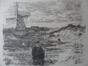 Otto Hanrath - Litho, Nes Texel. kopen? Bied vanaf 25!