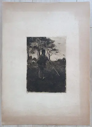 Willem Witsen - Staande schaapherder, ets kopen? Bied vanaf 20!