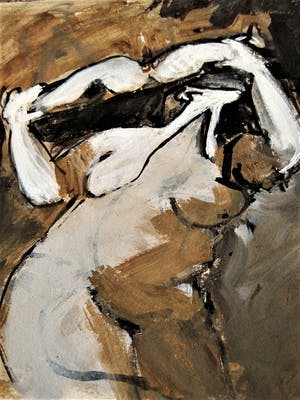 Marcelle Hanselaar - Intrigerend gemengde techniek schilderij "Medea" gesigneerd met opdracht kopen? Bied vanaf 30!