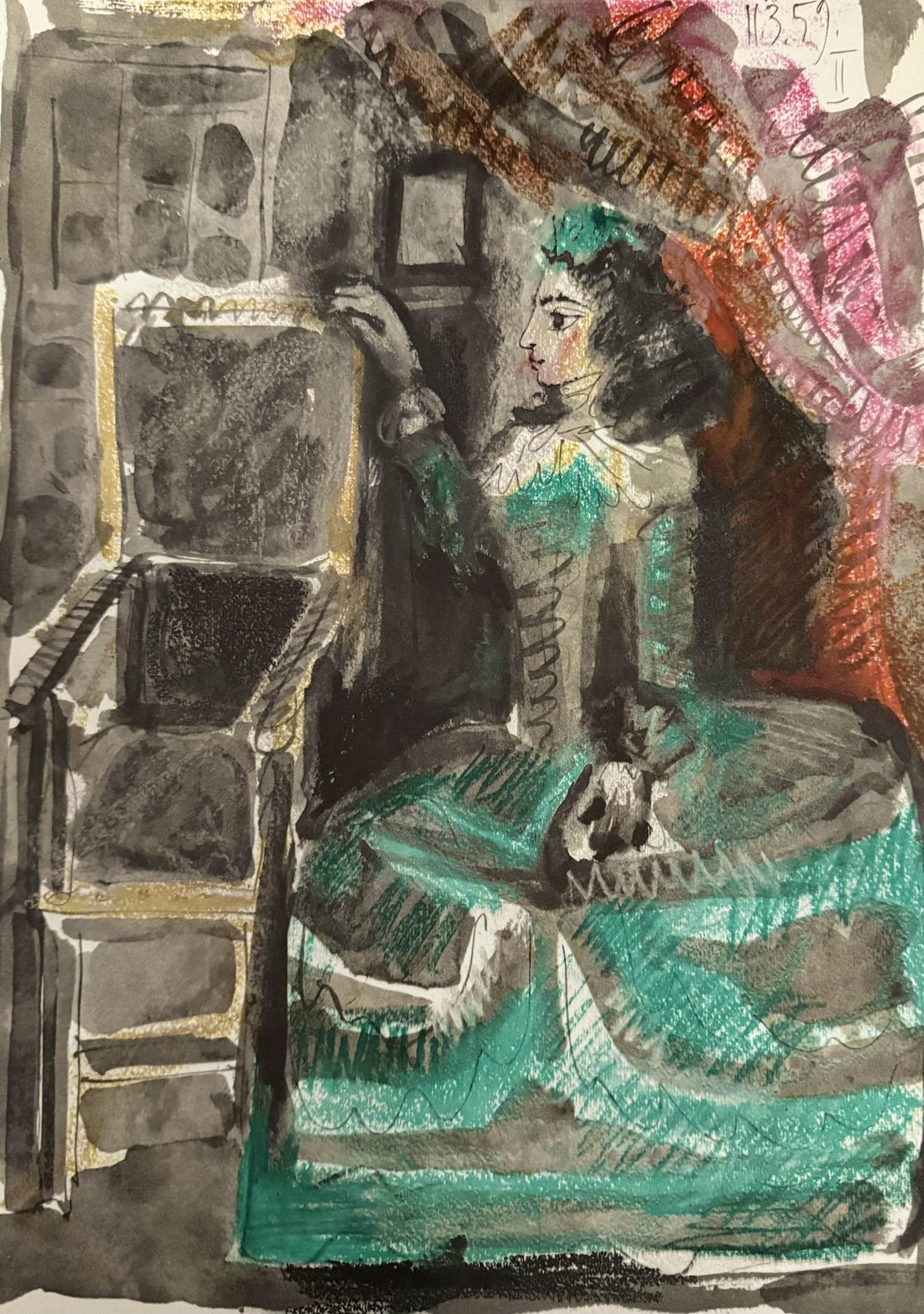 Pablo Picasso - Kleuren lithografie, “Femme assise”. kopen? Bied vanaf 80!