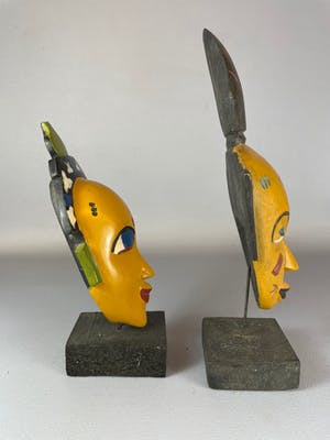 Yoruba - 2 African Yoruba passport masks - Nigeria. kopen? Bied vanaf 15!