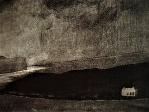 Jola Groentjes - Fraaie verstilde Droge Naald ets - Wit huis aan water - Oplage slechts 20 stuks. kopen? Bied vanaf 20!