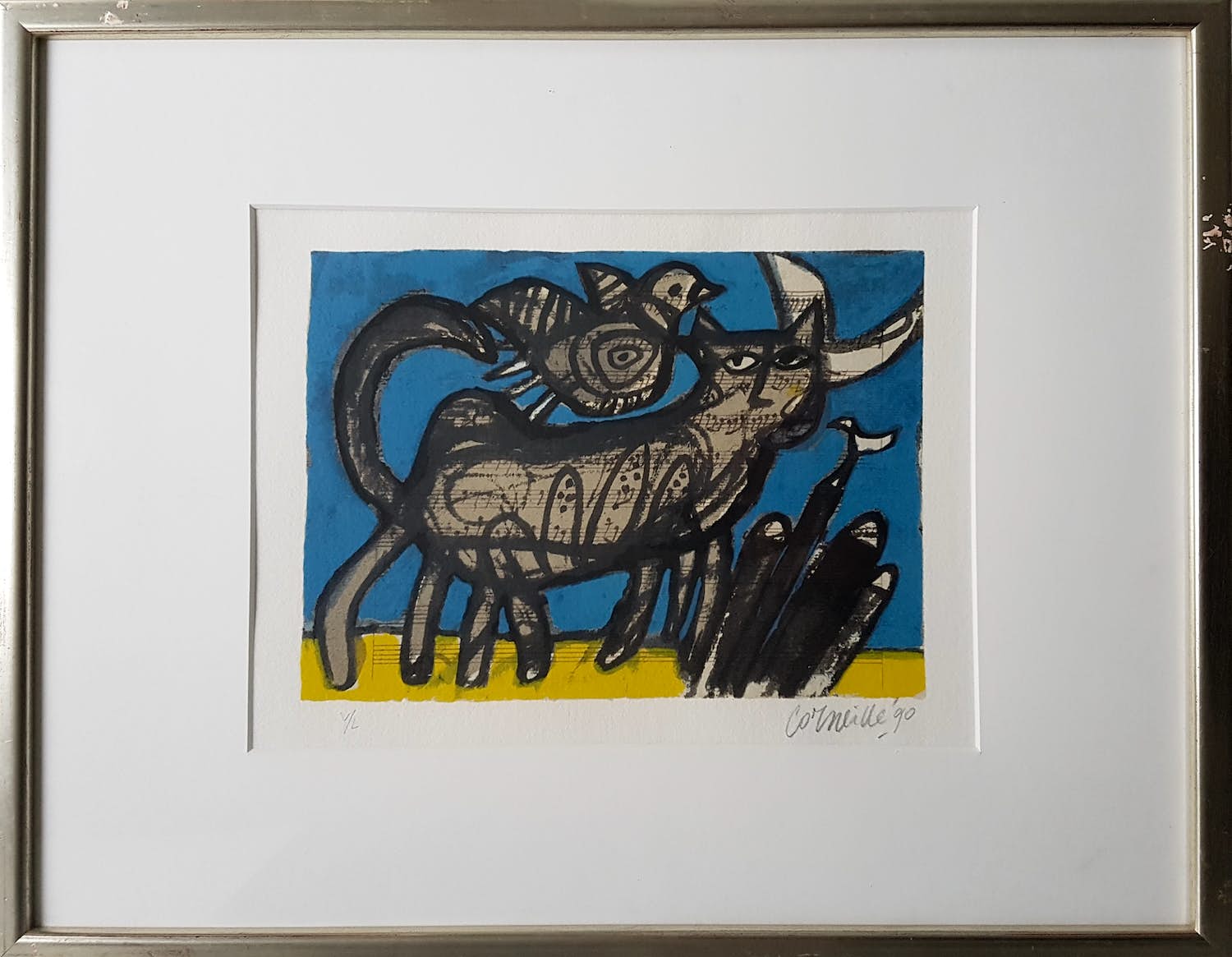 Corneille - litho op muziekpapier verkocht voor € 250!