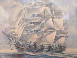 Wim Heyting - (1915-1995) Pentekening Driemaster Schip '50 kopen? Bied vanaf 15!